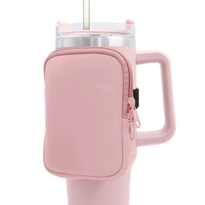 Water Bottle Pouch for for Stanley Cup 40Oz/20Oz/30Oz Water Bottle Caddy Neoprene Tumbler Bag for Cards Keys Wallet Earphone