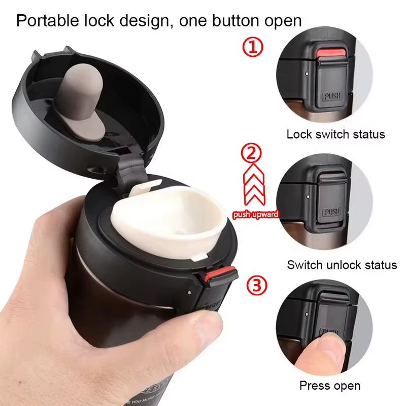 0.5L Thermal Mug Double Wall 304 Stainless Steel Coffee Cup Vacuum Flask Thermos Water Bottle Tea Coffee Leak-Proof Thermos Mug